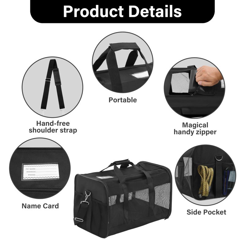 FluffyDream Pet Travel Carrier Soft Sided Portable Bag for Cats, Small Dogs, Kittens or Puppies 17 lbs Max, Collapsible, Durable, Airline Approved, Travel Friendly (Medium) - Image 4